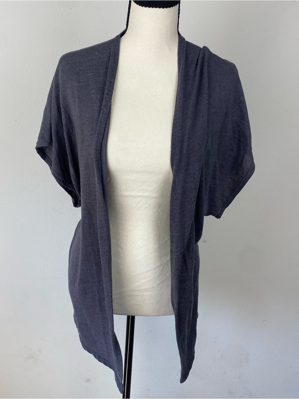 Charlotte Russe Dark Gray Open-Front Short Sleeve Cardigan